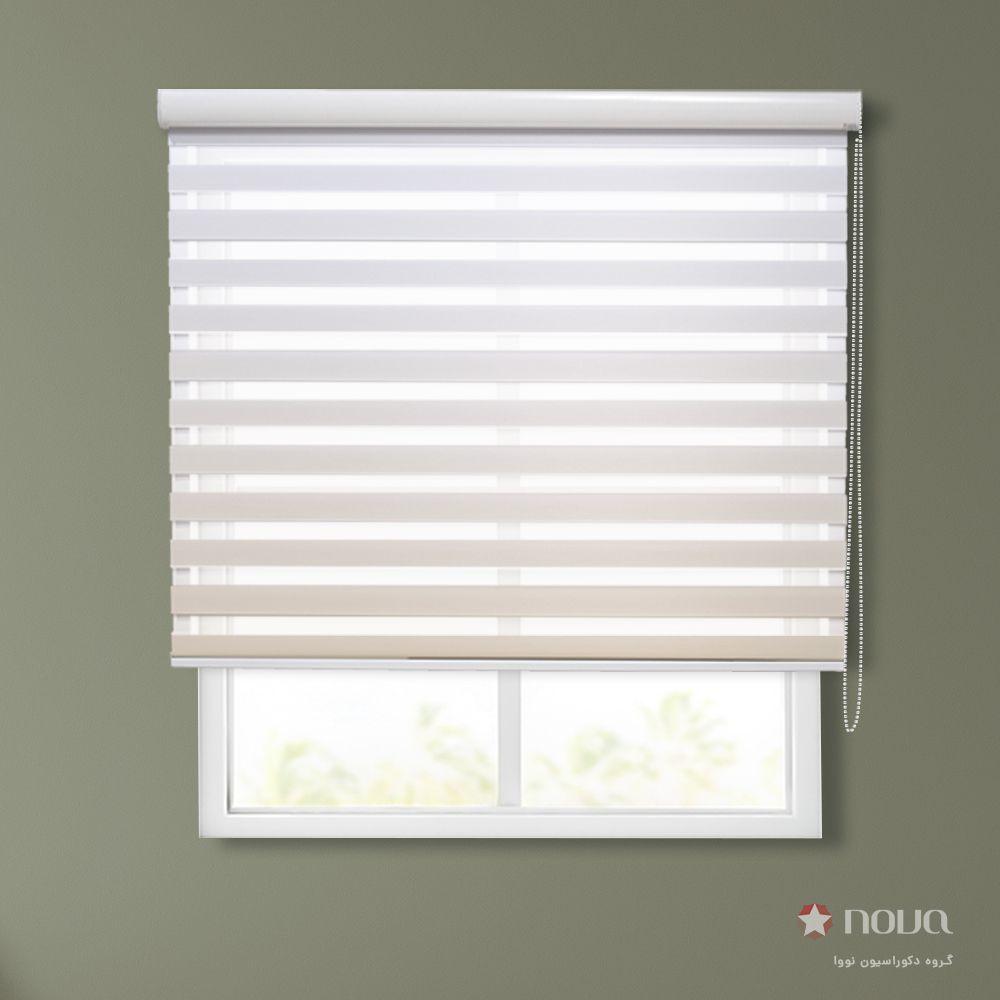 عکس محصول پرده زبرا طرح گردینت رنگ کرم کد HS-01