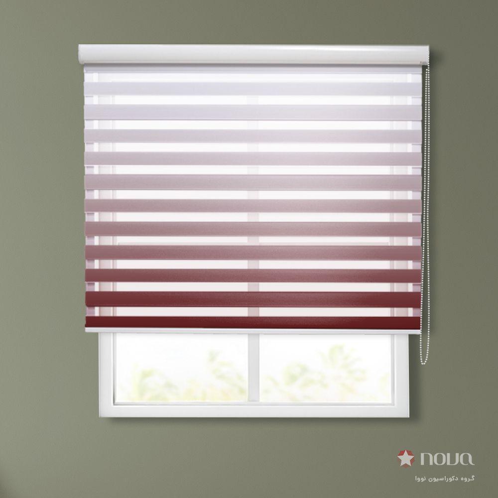 عکس محصول پرده زبرا طرح گردینت رنگ زرشکی کد HS-23