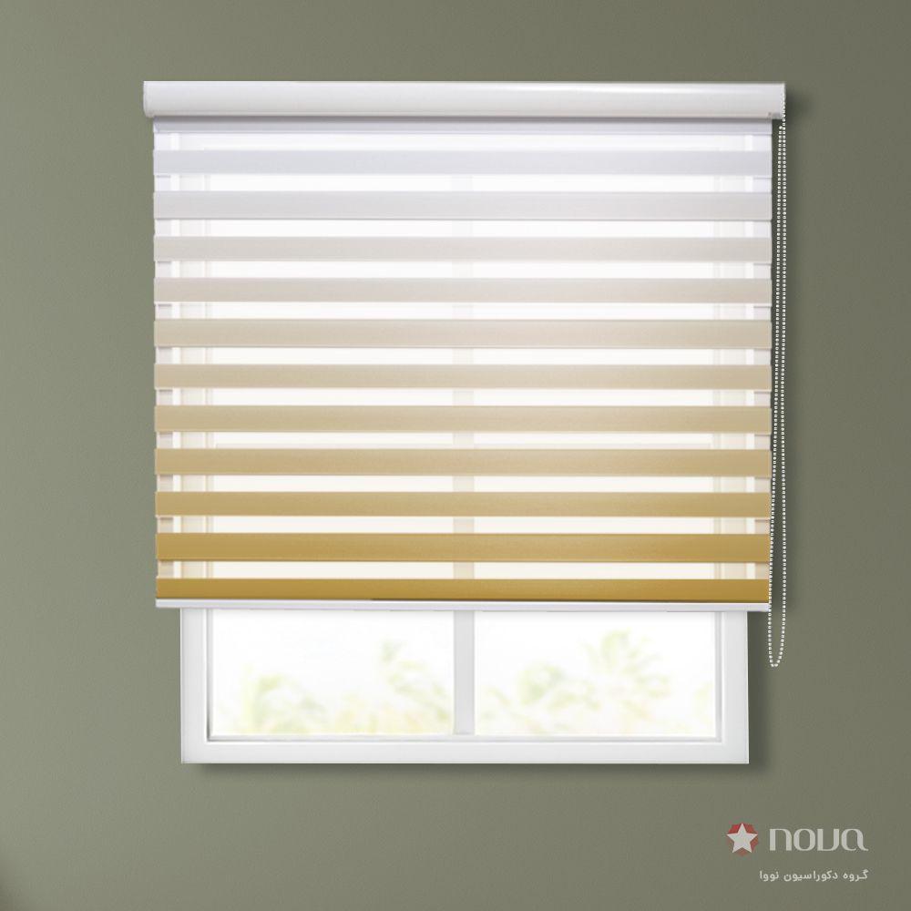 عکس محصول پرده زبرا طرح گردینت رنگ طلایی کد HS-07