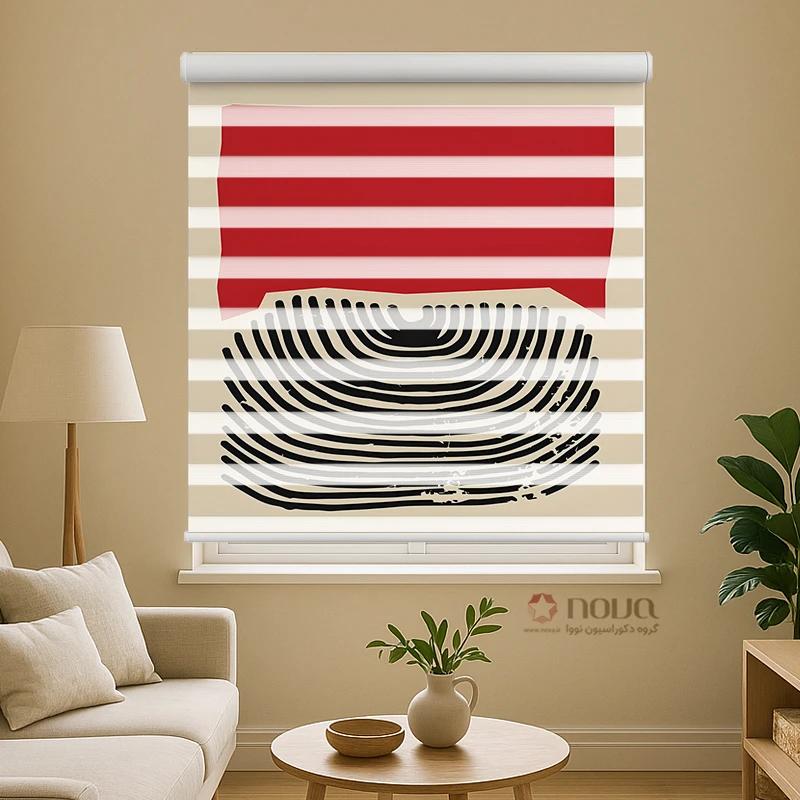 عکس محصول پرده زبرا چاپی طرح خطوط آبستره مینیمال کد MM-02