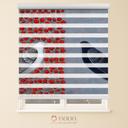 پرده زبرا طرح دو پرنده و گل های قرمز کد NAT-17