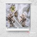 پرده شید تصویری طرح 3D گل برنز زمینه ساتن کد FLW-32