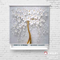 Image of پرده شید تصویری طرح 3D درخت شکوفه سفید کد FLW-33