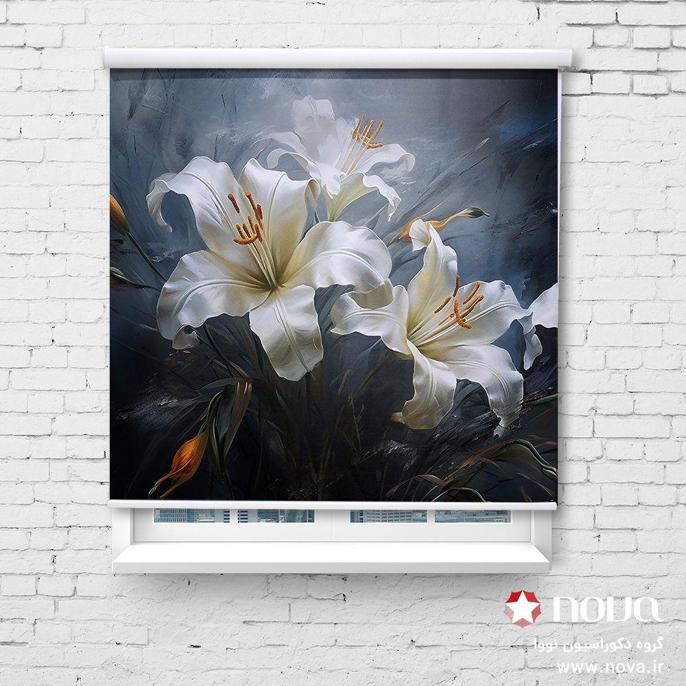 پرده شید تصویری طرح 4K گل کد FLW-36