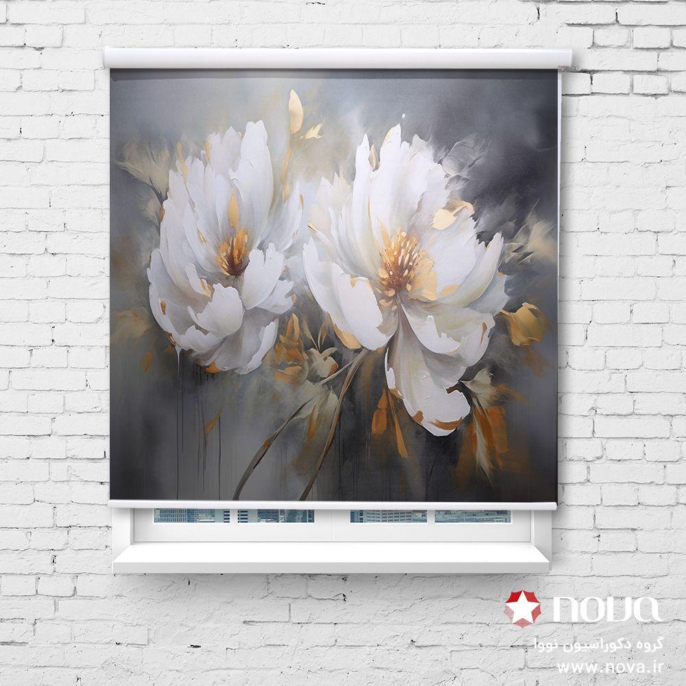 پرده شید تصویری طرح 4K گل کد FLW-38