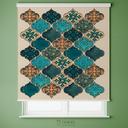 پرده شید تصویری طرح کاشی‌کاری سنتی فیروزه‌ای کد IR-02