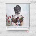 پرده شید تصویری طرح هنری دختر و پروانه ها آبرنگی کد ART-05