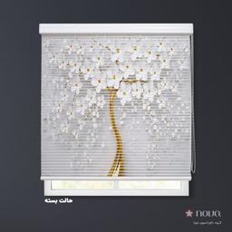 Image of پرده شب و روز 1 سانتی تصویری طرح 3D درخت شکوفه سفید کد FLW-33