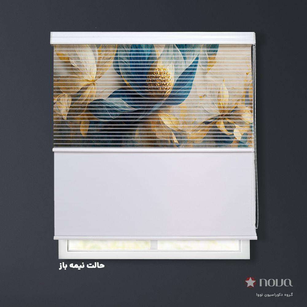عکس محصول پرده شب و روز 1 سانتی تصویری طرح 4K گل طلایی کد FLW-11