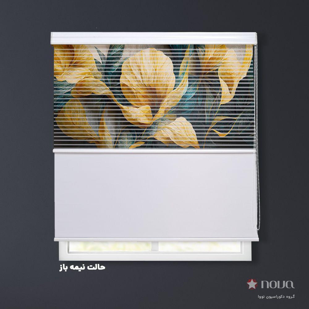 عکس محصول پرده شب و روز 1 سانتی تصویری طرح 4K گل طلایی کد FLW-05