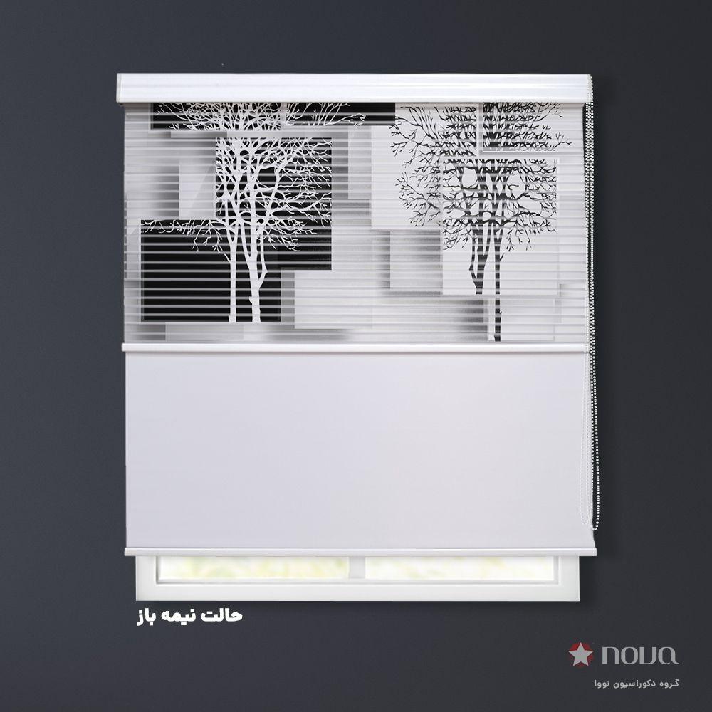 عکس محصول پرده شب و روز 1 سانتی تصویری طرح سه بعدی درخت سیاه و سفید کد TRD-10