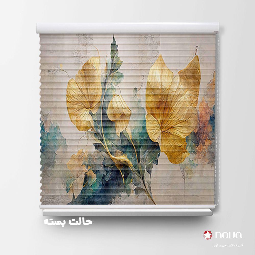 پرده سیلوئت تصویری طرح 4K گل طلایی کد FLW-10