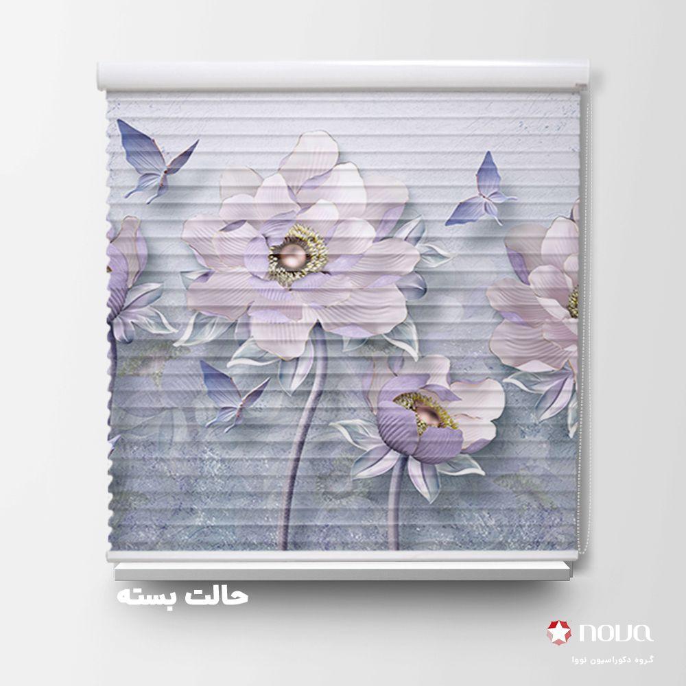 پرده سیلوئت تصویری طرح 3D گل و پروانه کد FLW-18