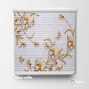 پرده سیلوئت تصویری طرح 3D گل و پروانه طلایی کد FLW-25