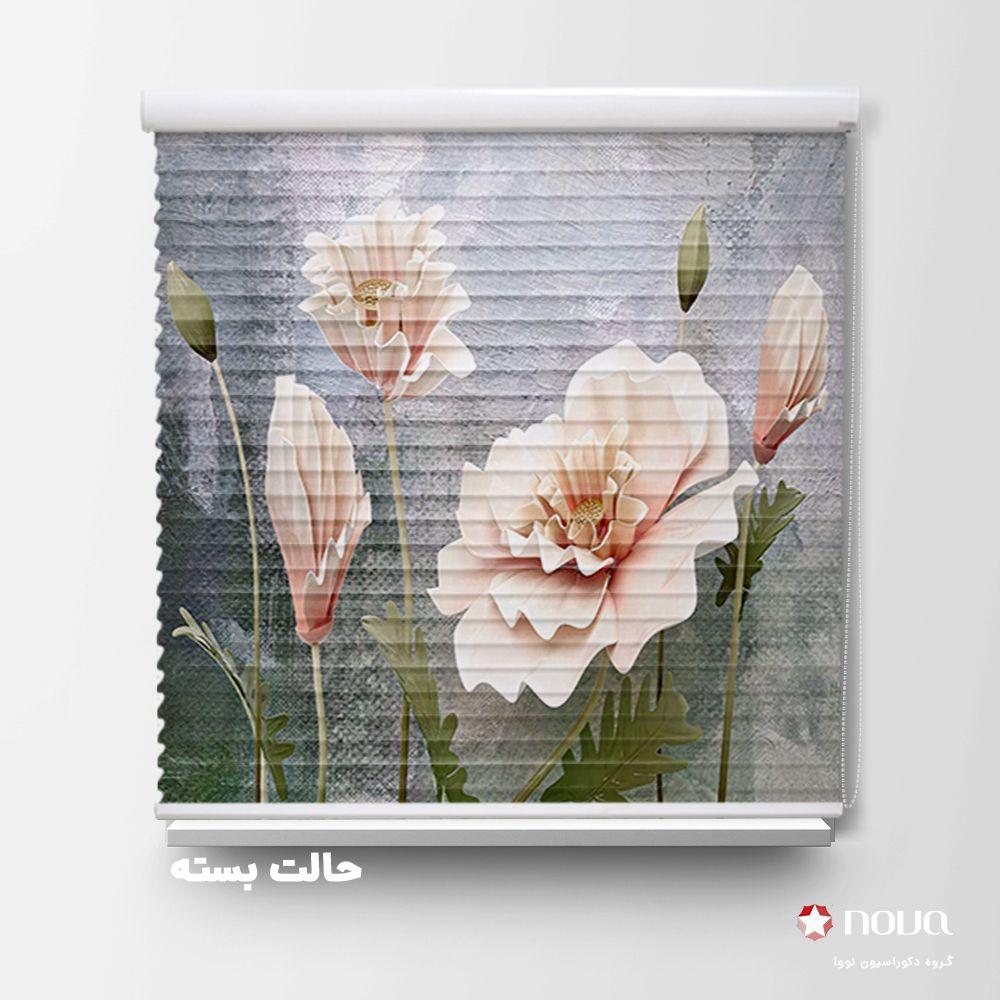 پرده سیلوئت تصویری طرح 3D گل زیبا کد FLW-28