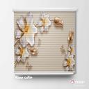 پرده سیلوئت تصویری طرح 3D گل طلایی کد FLW-29