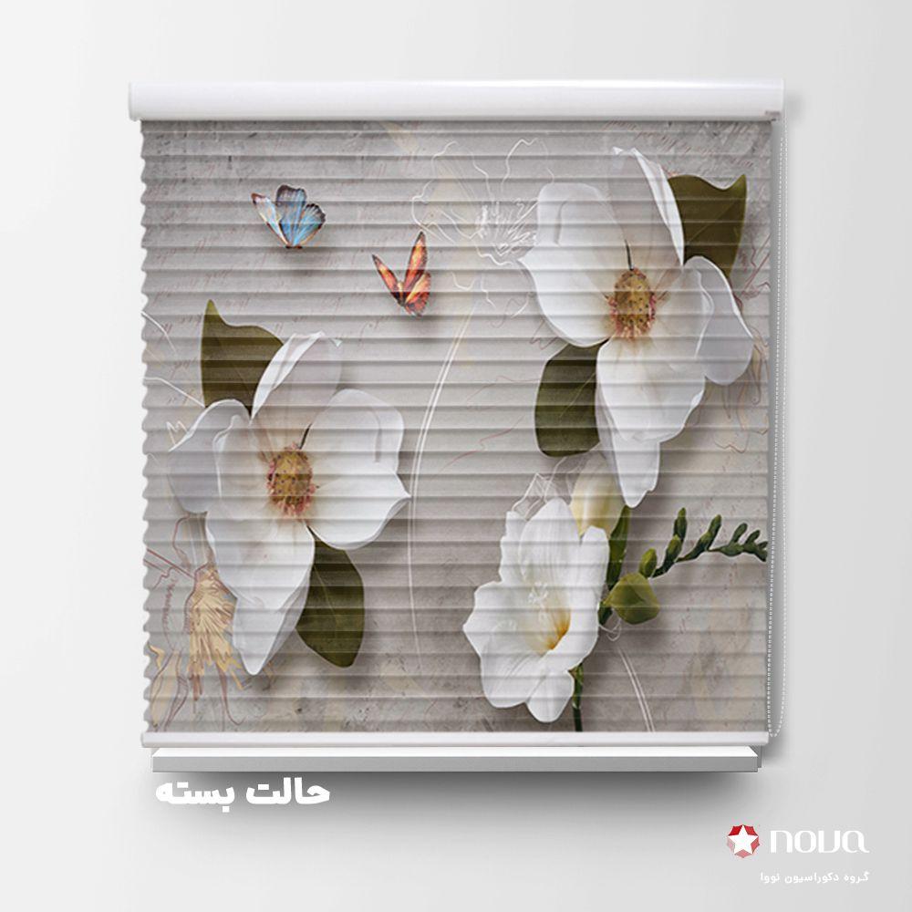 پرده سیلوئت تصویری طرح 3D گل و پروانه کد FLW-30