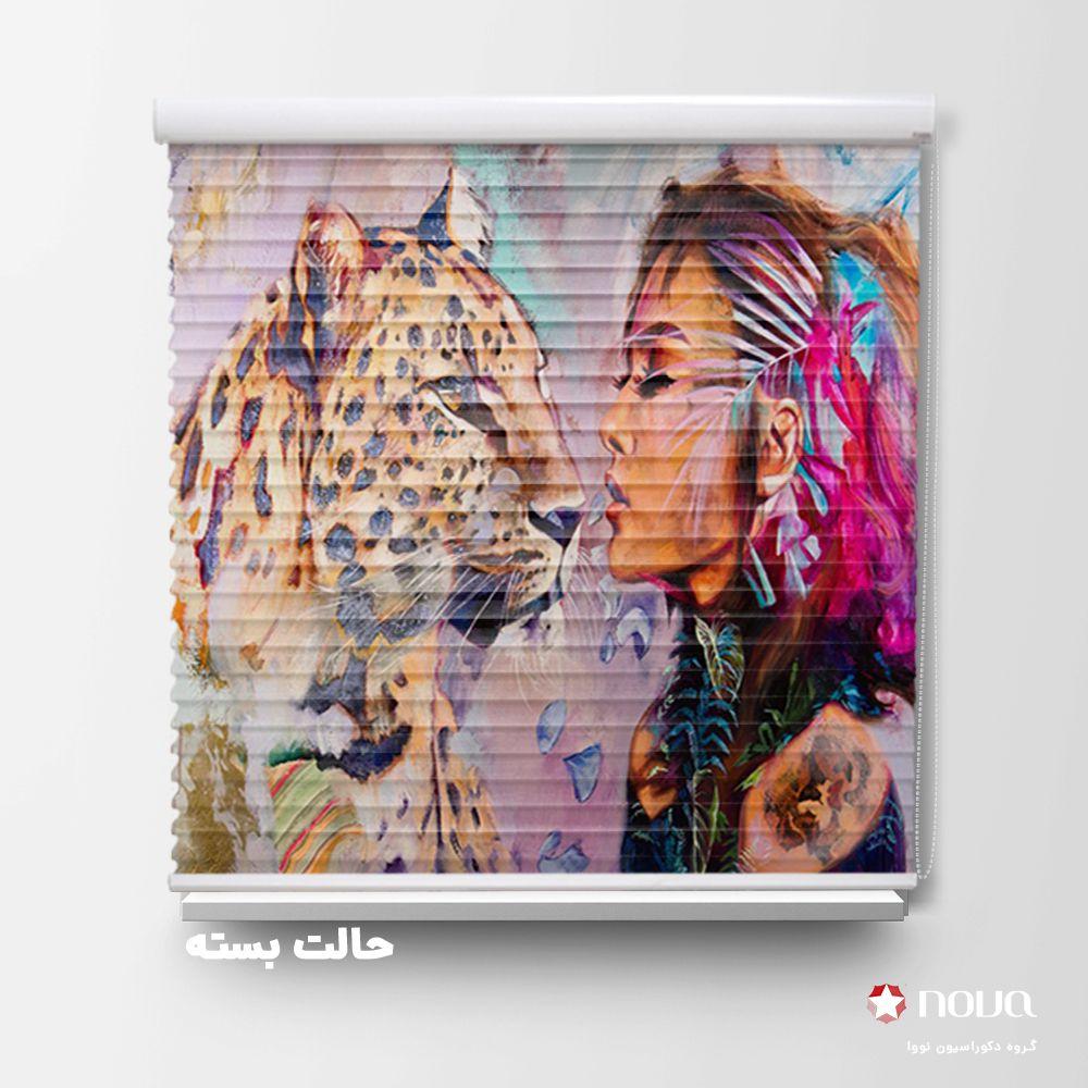 پرده سیلوئت تصویری طرح هنری زن و مرد کلاه دار کد ART-10