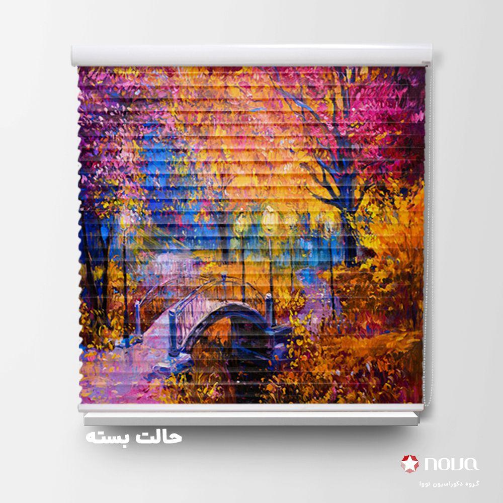 پرده سیلوئت تصویری طرح هنری رنگ روغن شب بارانی کد ART-02