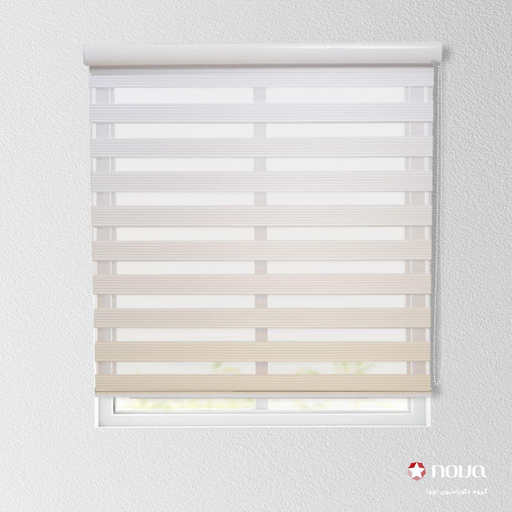 عکس محصول پرده زبرا پلیسه طرح گردینت رنگ کرم کد HS-01