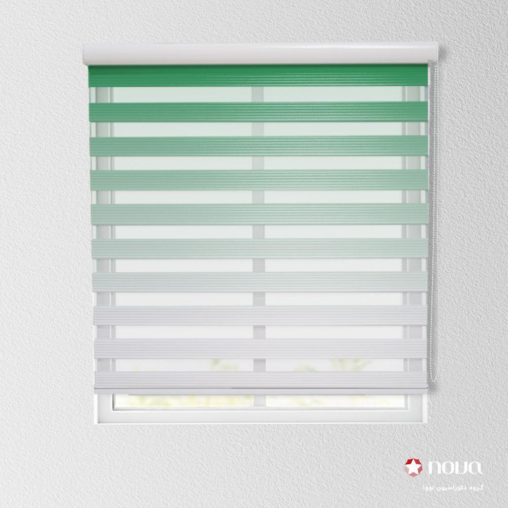 پرده زبرا پلیسه طرح گردینت رنگ سبز تیره کد HS-10