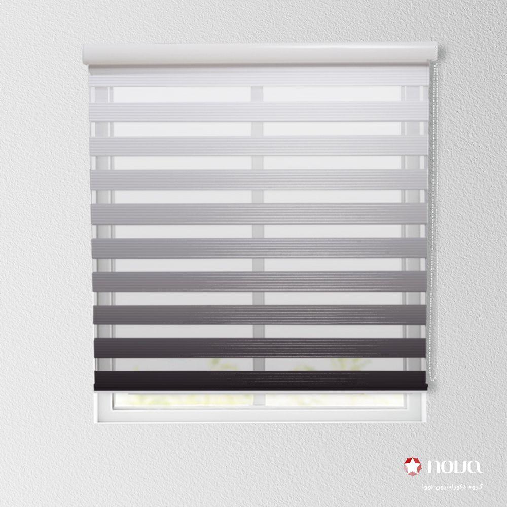 عکس محصول پرده زبرا پلیسه طرح گردینت رنگ مشکی کد HS-22