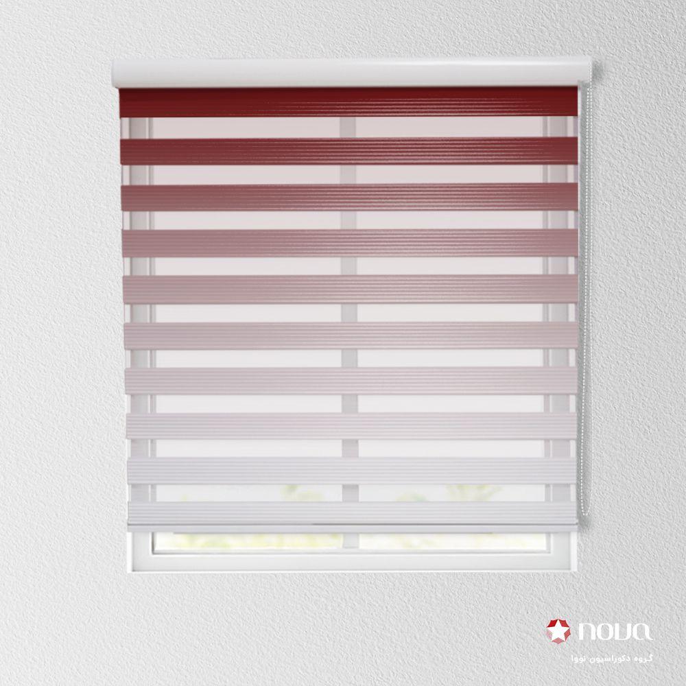 پرده زبرا پلیسه طرح گردینت رنگ زرشکی کد HS-23