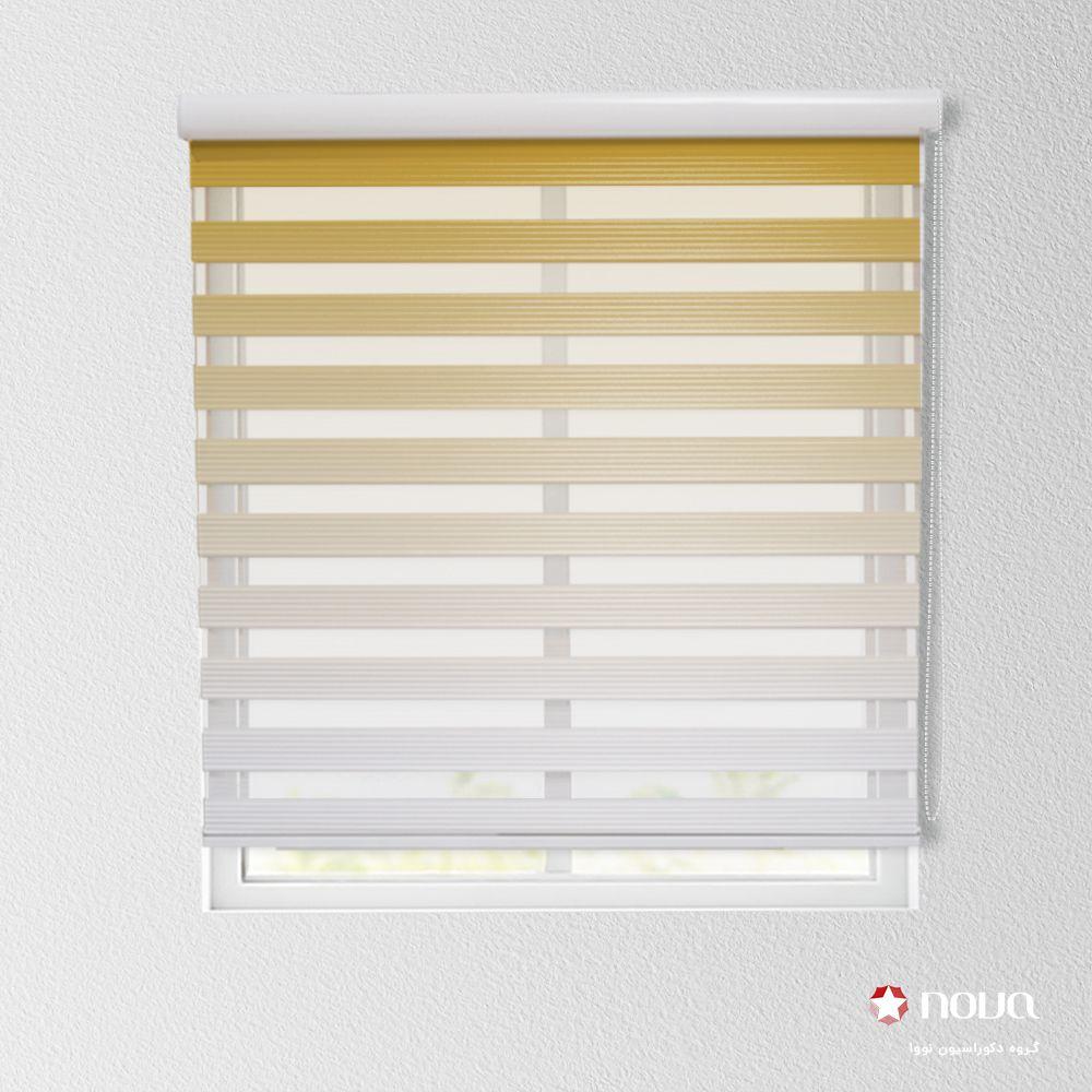 عکس محصول پرده زبرا پلیسه طرح گردینت رنگ طلایی کد HS-07