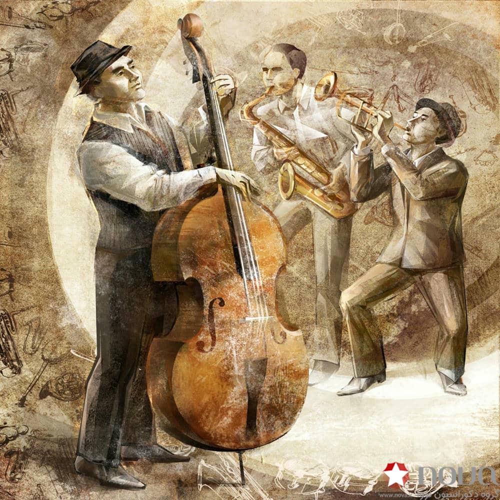 عکس محصول پرده زبرا تصویری طرح هنری گروه موسیقی آبرنگی کد ART-11