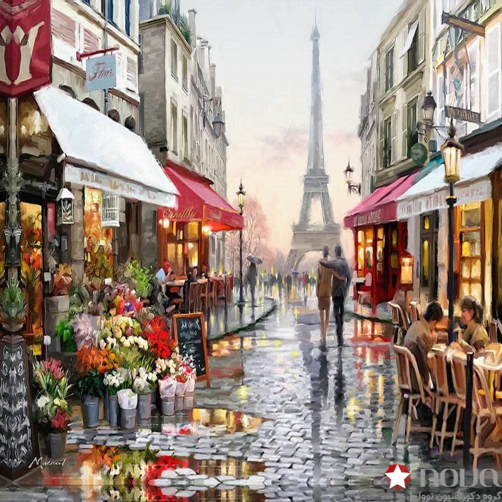 عکس محصول پرده زبرا تصویری طرح هنری شهر پاریس آبرنگی کد ART-14