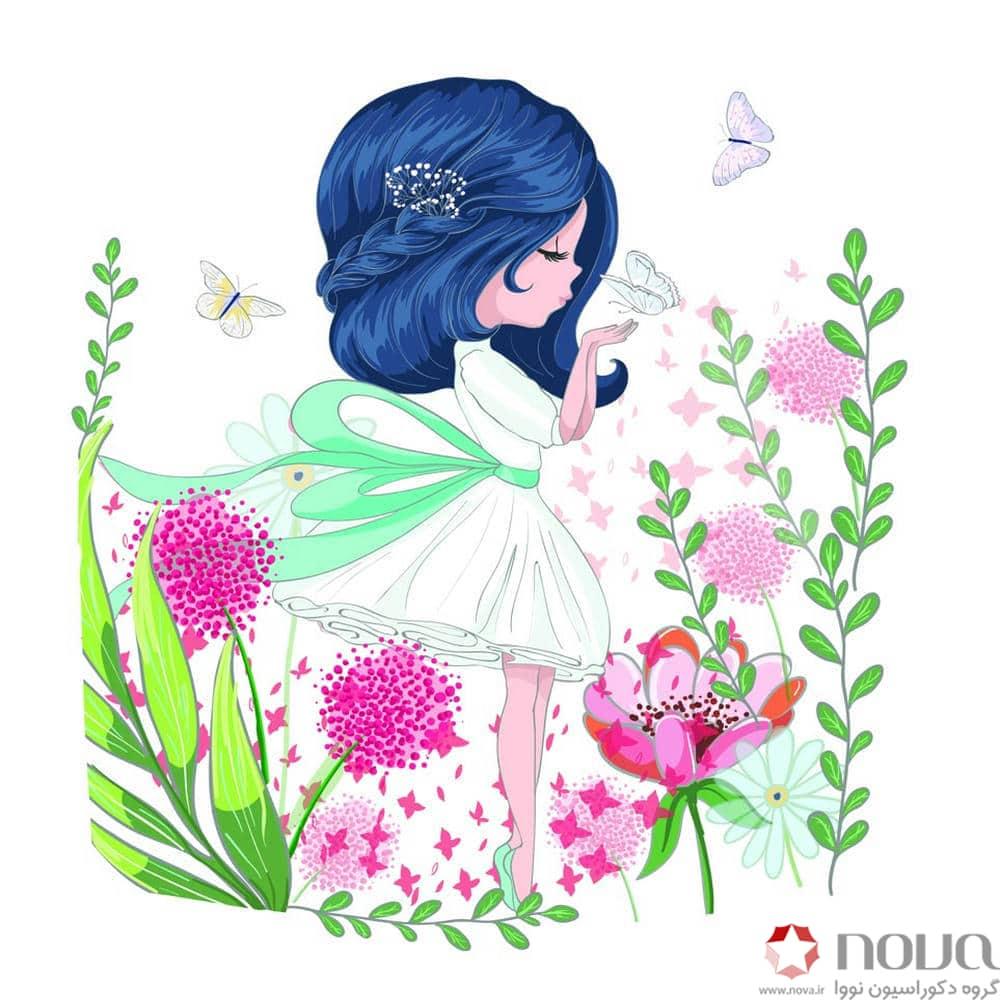 عکس محصول پرده زبرا طرح فرشته کوچولو کد KDS-23