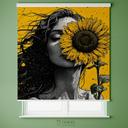 پرده شید تصویری طرح دختر و گل آفتابگردان کد FZ-01