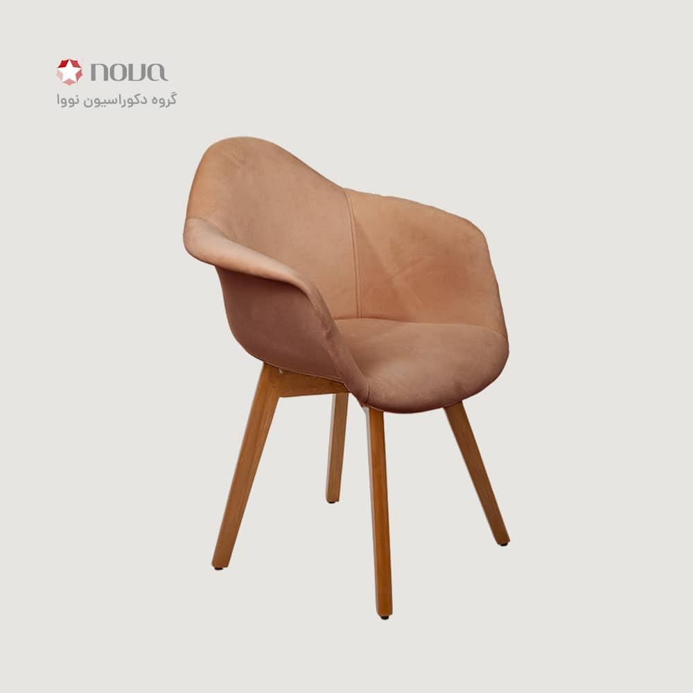 صندلی مدرن پایه چوبی روکش مخمل مدل لارا
