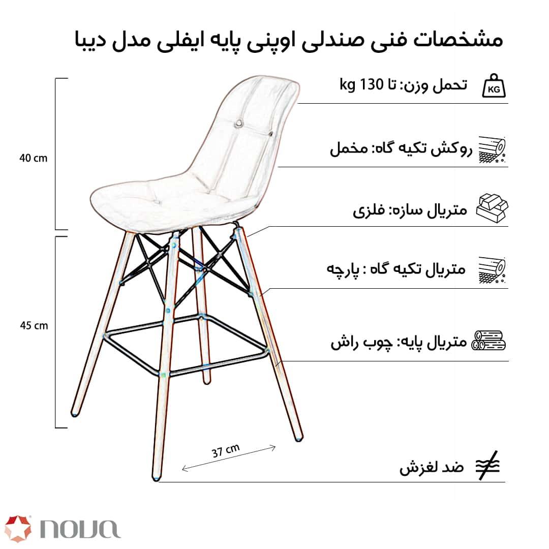 عکس محصول صندلی مدرن پایه ایفلی اوپن روکش مخمل مدل دیبا
