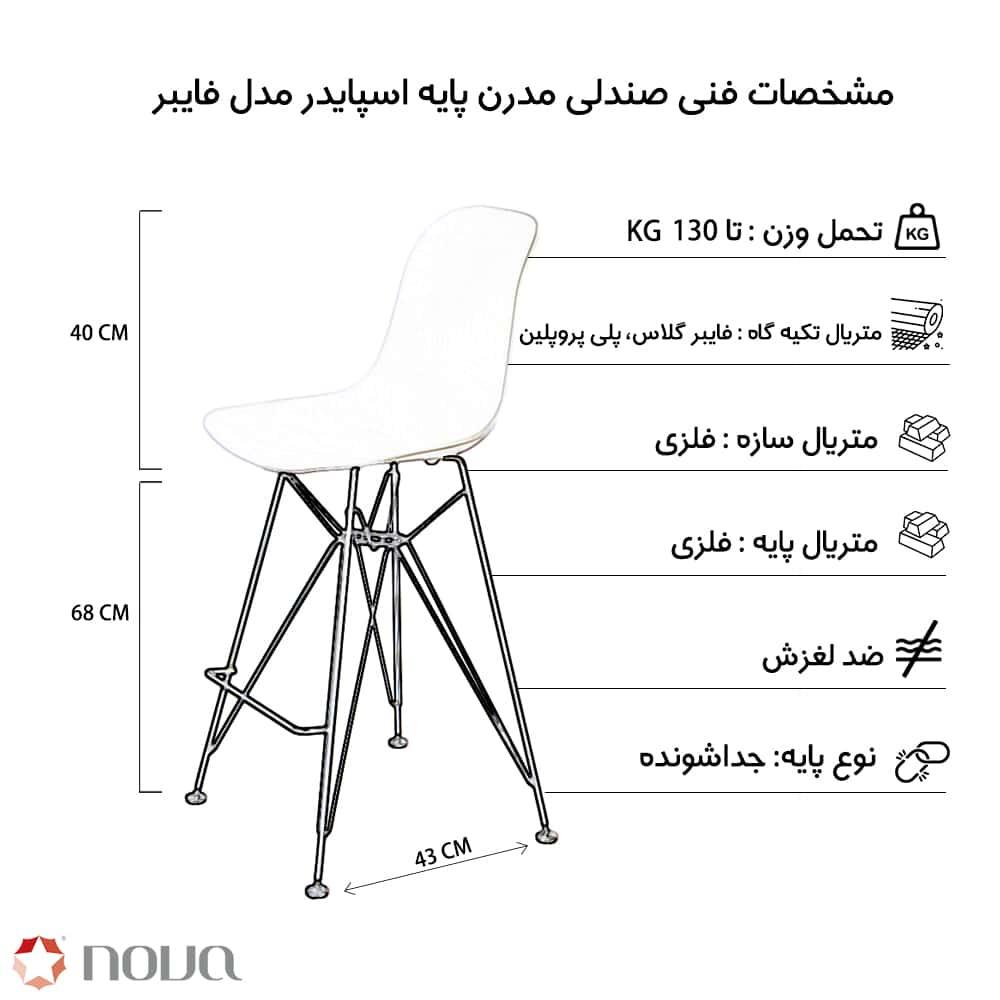 عکس محصول صندلی مدرن اوپنی پایه اسپایدر صفحه فایبر