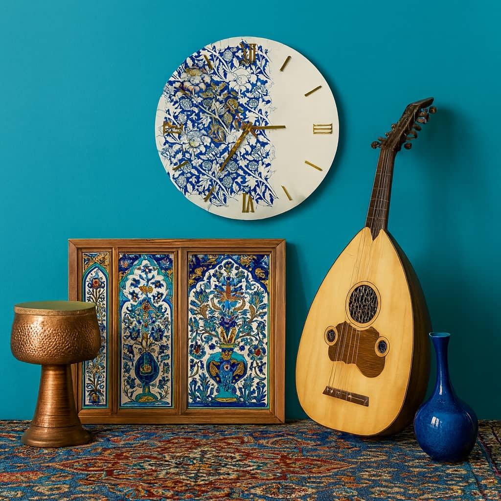 عکس محصول ساعت دیواری مدرن طرح گل آبی  کد CLK-14