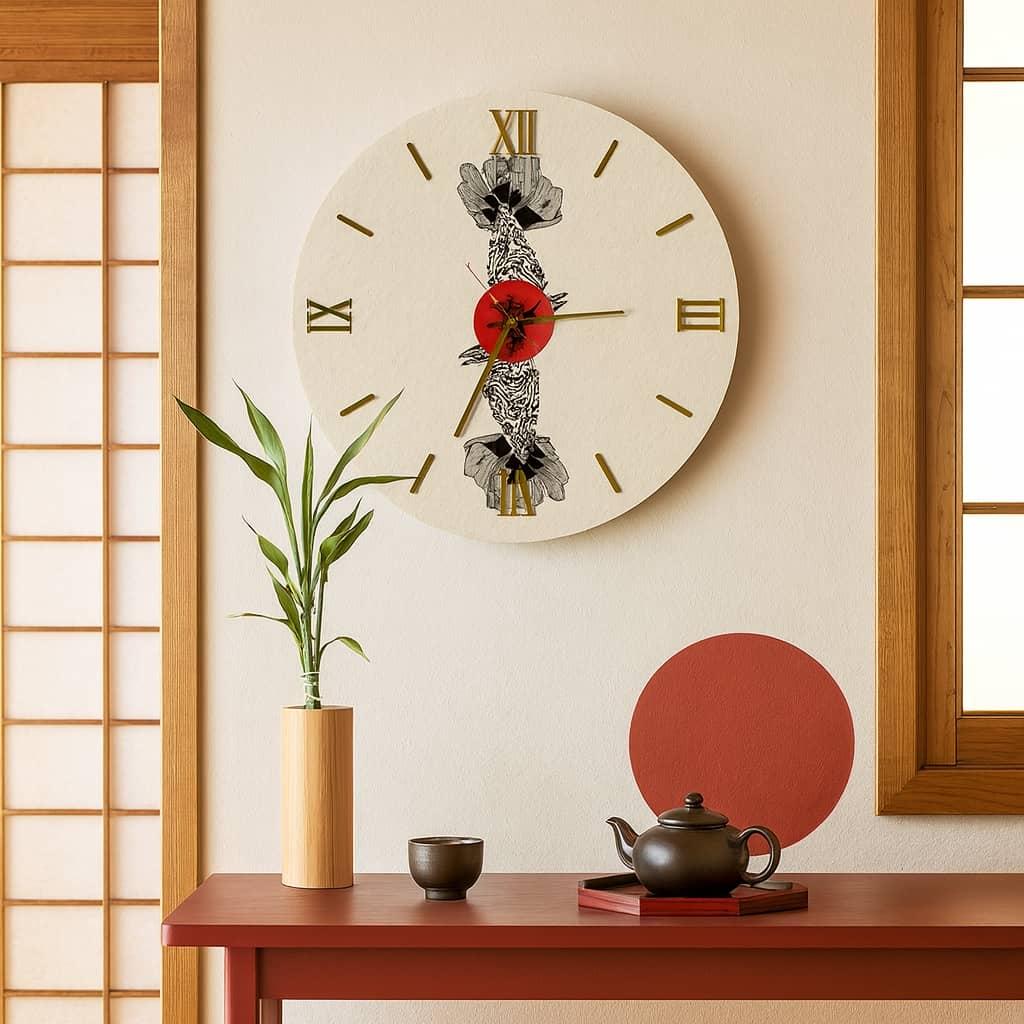عکس محصول ساعت دیواری مدرن طرح شاه ماهی کد CLK-25