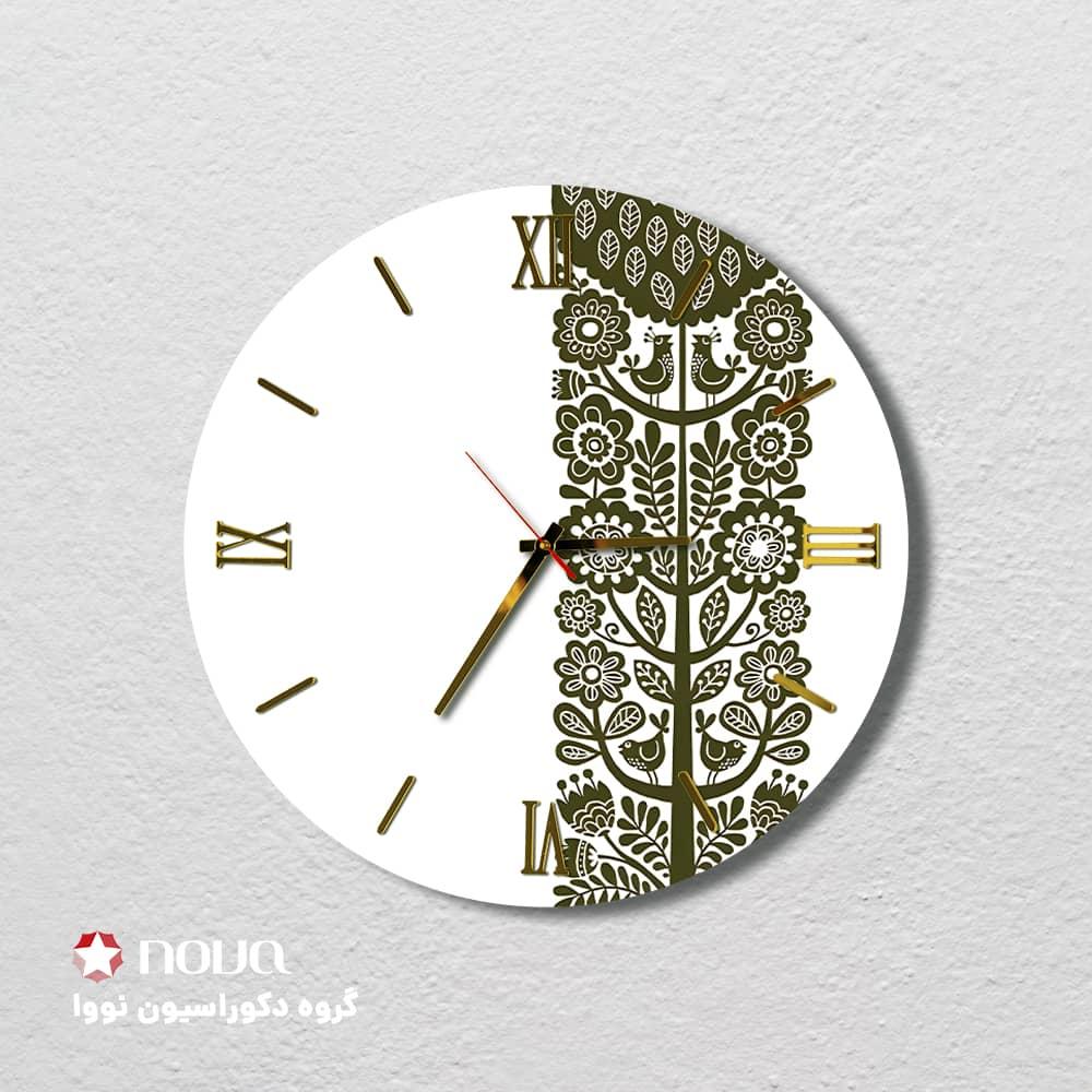 ساعت دیواری مدرن طرح درخت طلایی کد CLK-08