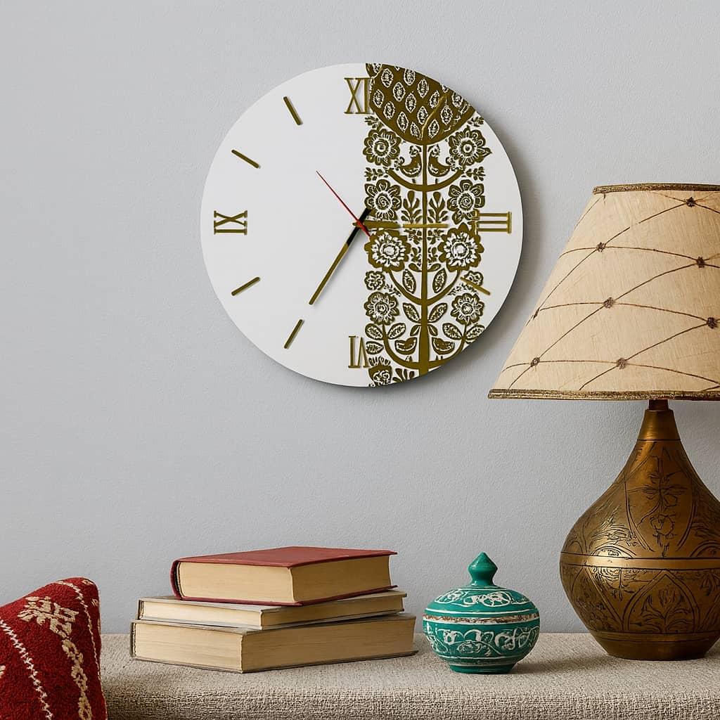 عکس محصول ساعت دیواری مدرن طرح درخت طلایی کد CLK-08