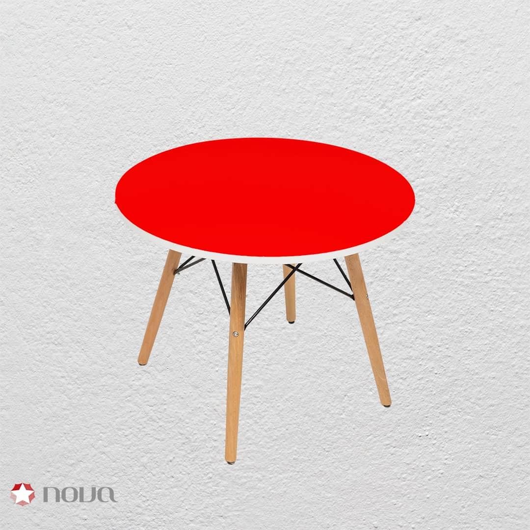 میز مدرن کودک مدل پایه چوبی صفحه قرمز کد COL-05