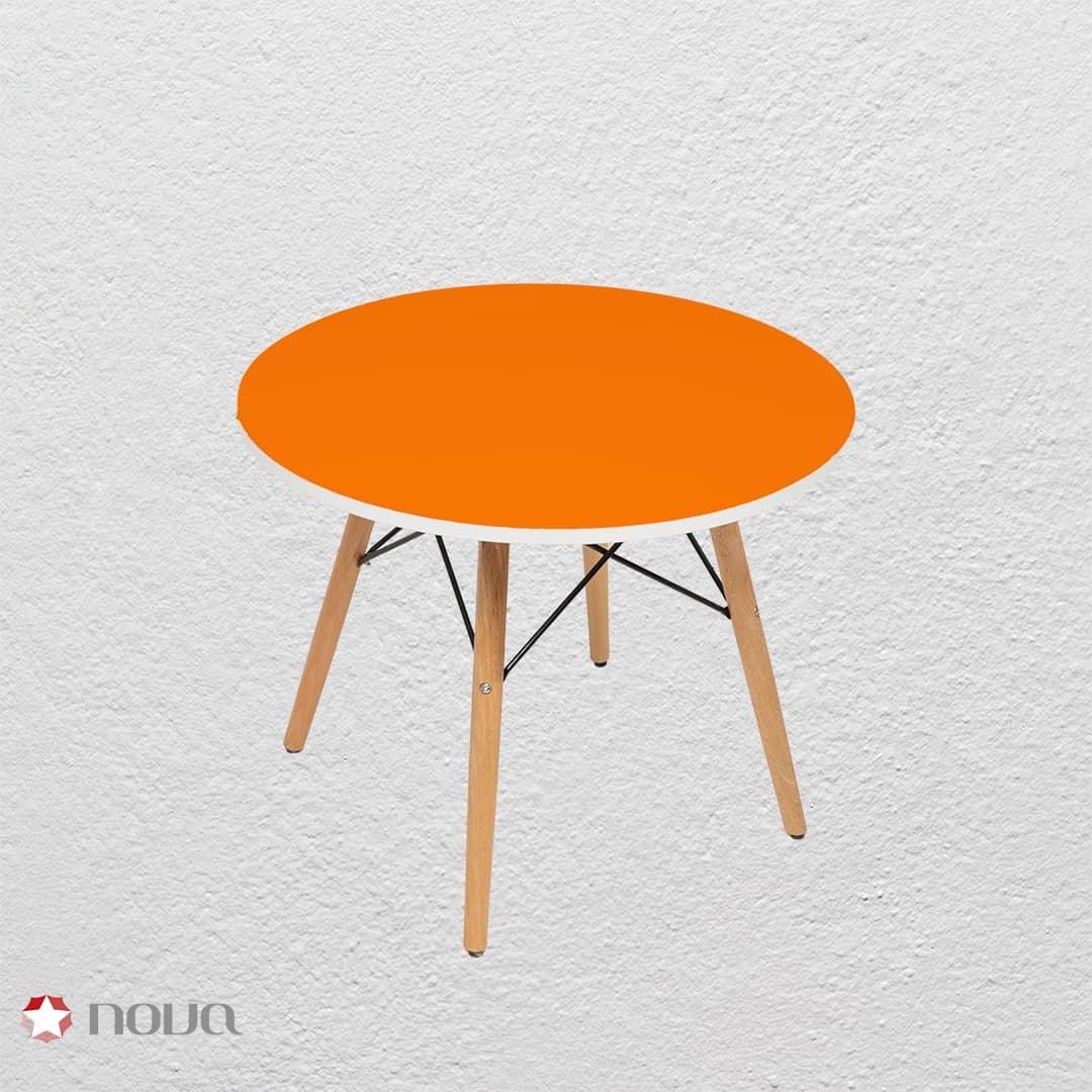 میز مدرن کودک مدل پایه چوبی صفحه نارنجی کد COL-03