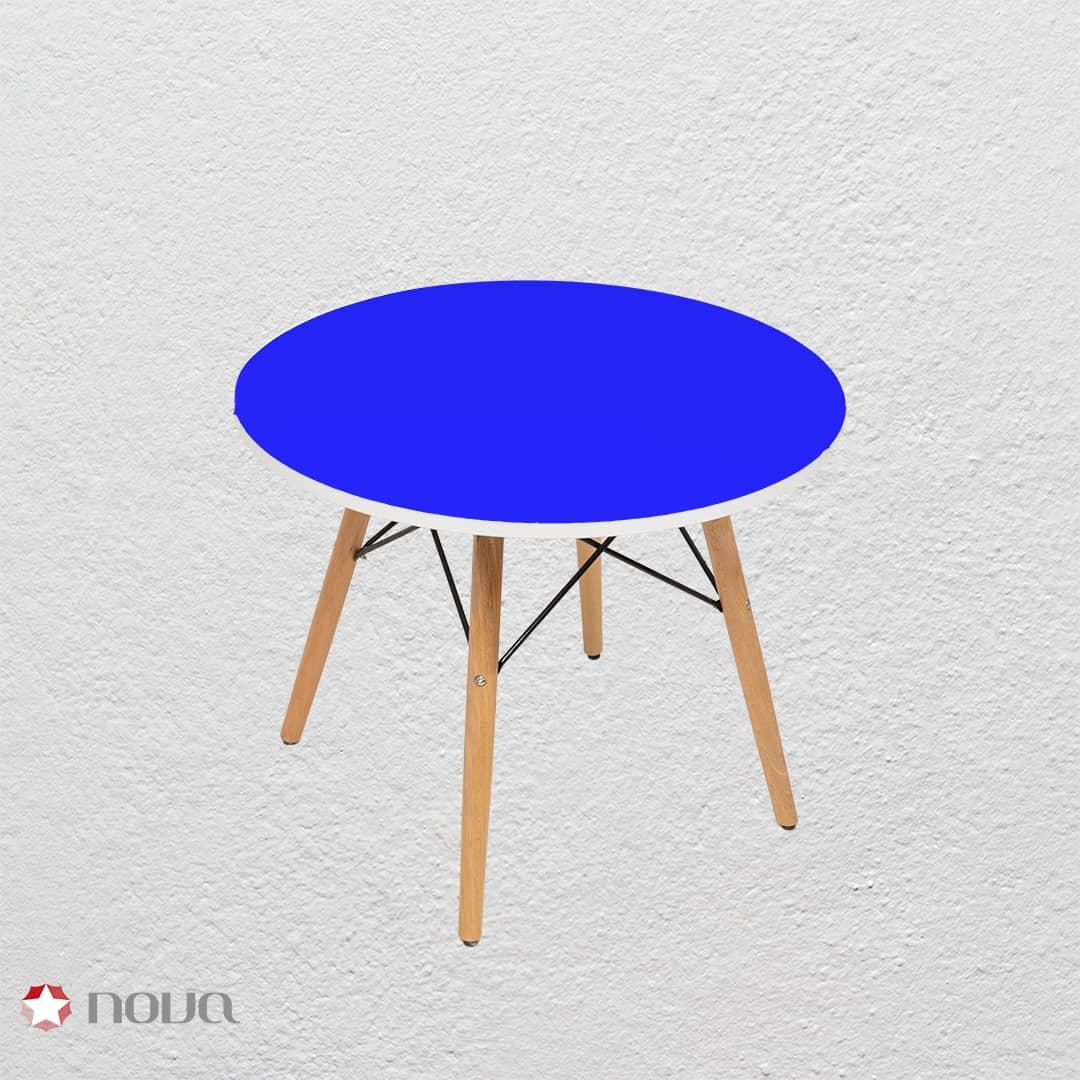 میز مدرن کودک مدل پایه چوبی صفحه آبی کد COL-07