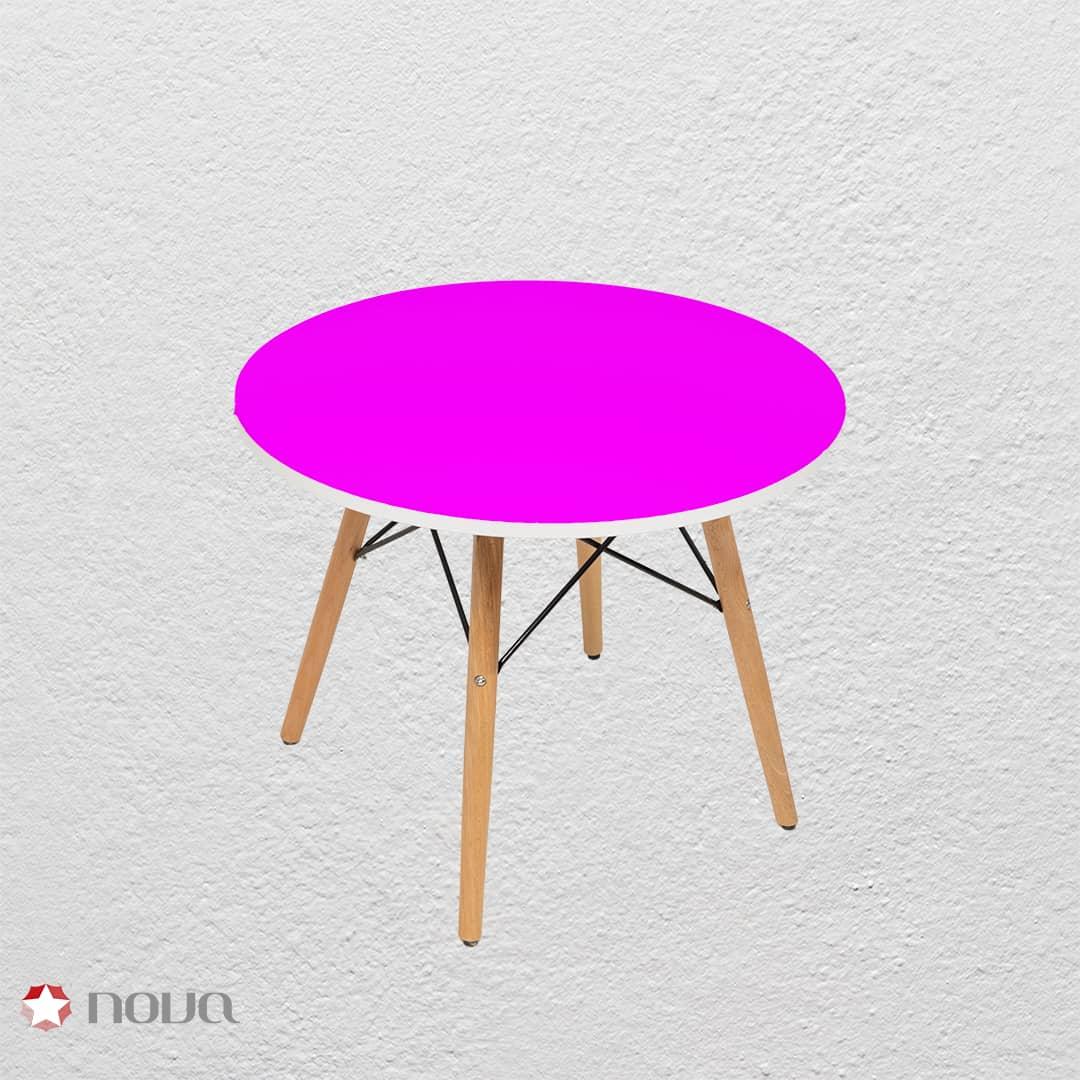 میز مدرن کودک مدل پایه چوبی صفحه صورتی کد COL-04