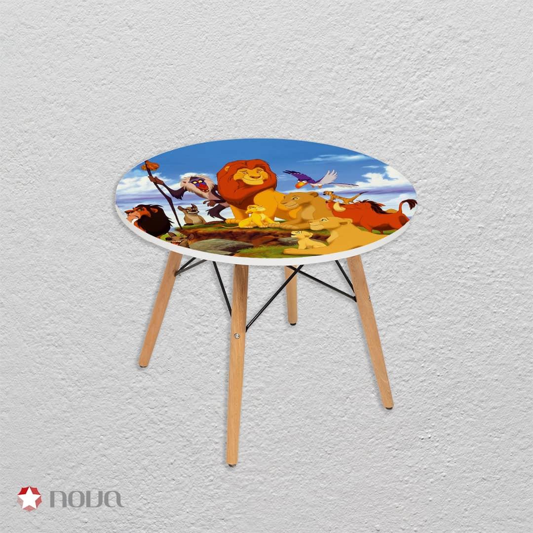 میز مدرن کودک مدل پایه چوبی طرح شیرشاه کد KDW-22