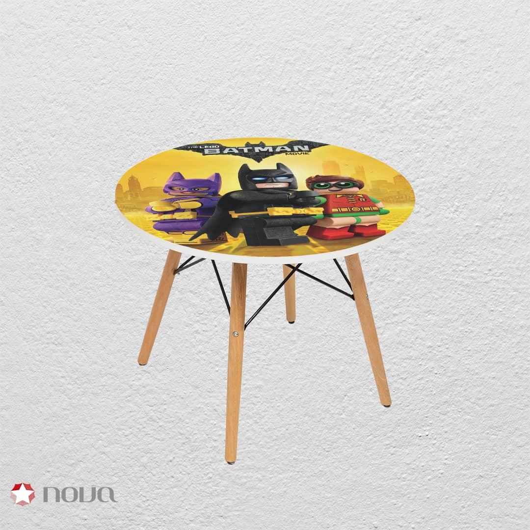 میز مدرن کودک مدل پایه چوبی طرح قهرمانان کد KDW-03