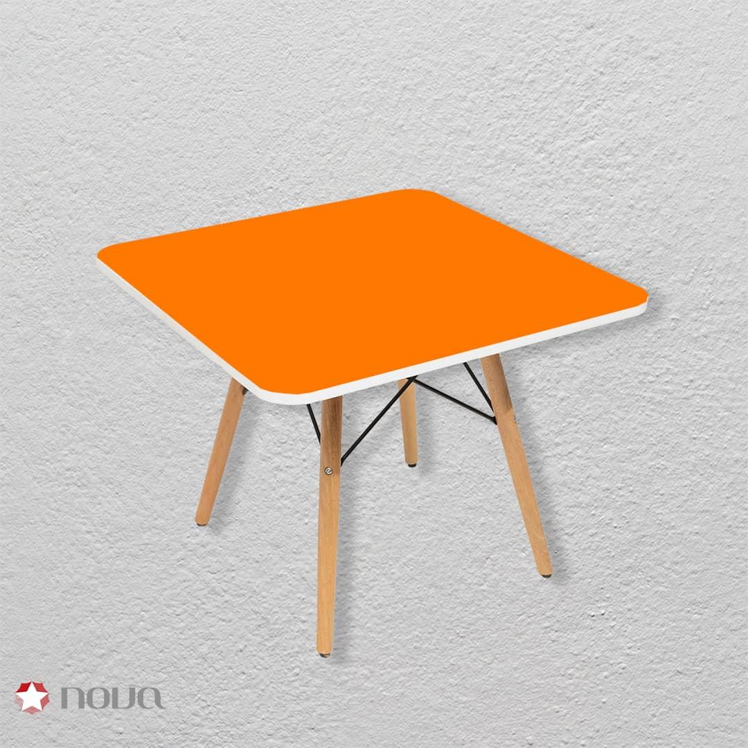 عکس محصول میز مدرن کودک مدل پایه چوبی صفحه نارنجی کد COL-03