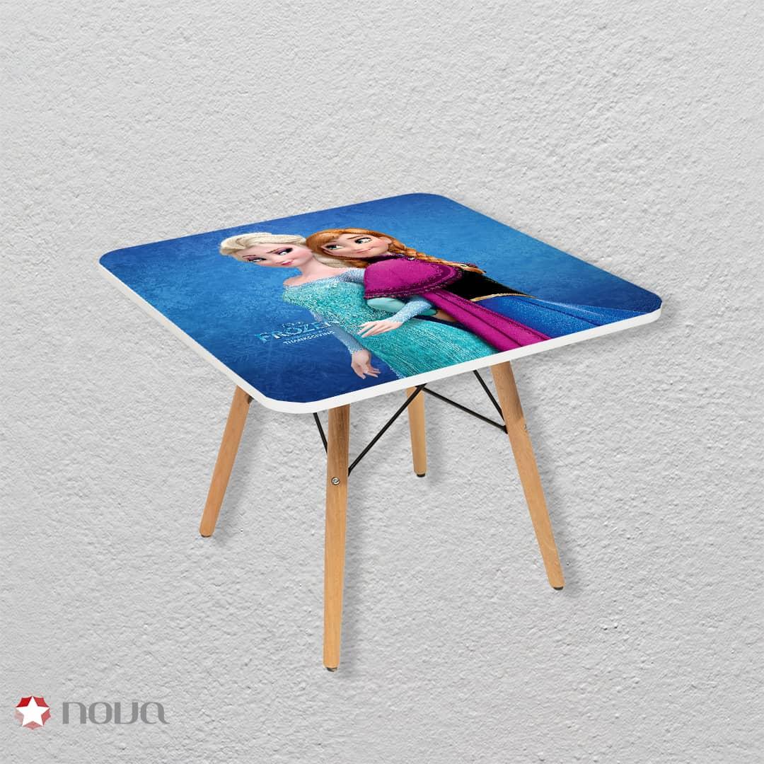 عکس محصول میز مدرن کودک مدل پایه چوبی طرح فروزن کد KDW-02