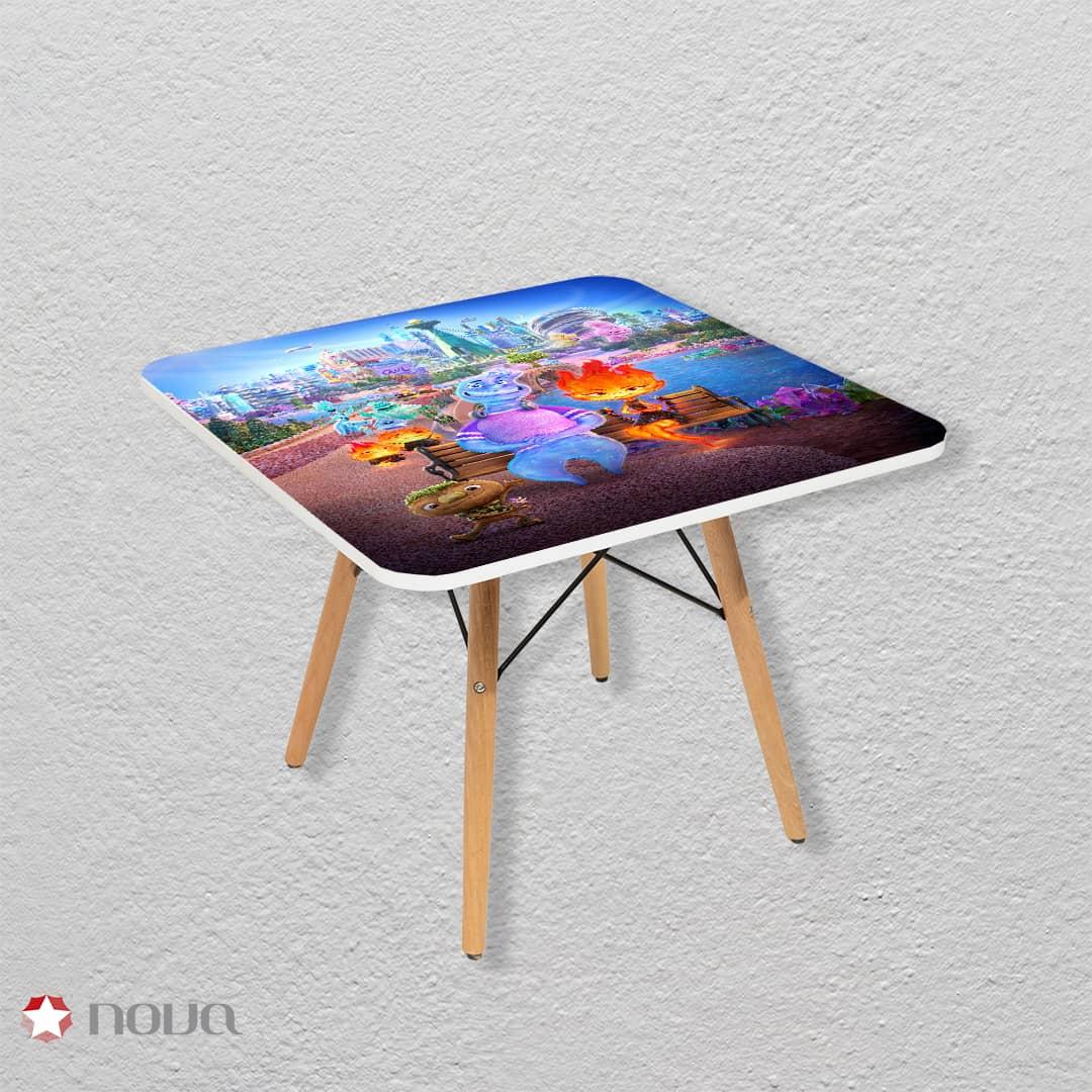 عکس محصول میز مدرن کودک مدل پایه چوبی طرح امبر و وید کد KDW-05