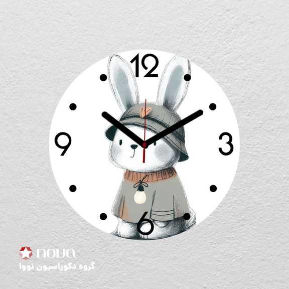 ساعت دیواری مدرن کودک طرح خرگوش کد CLK-12