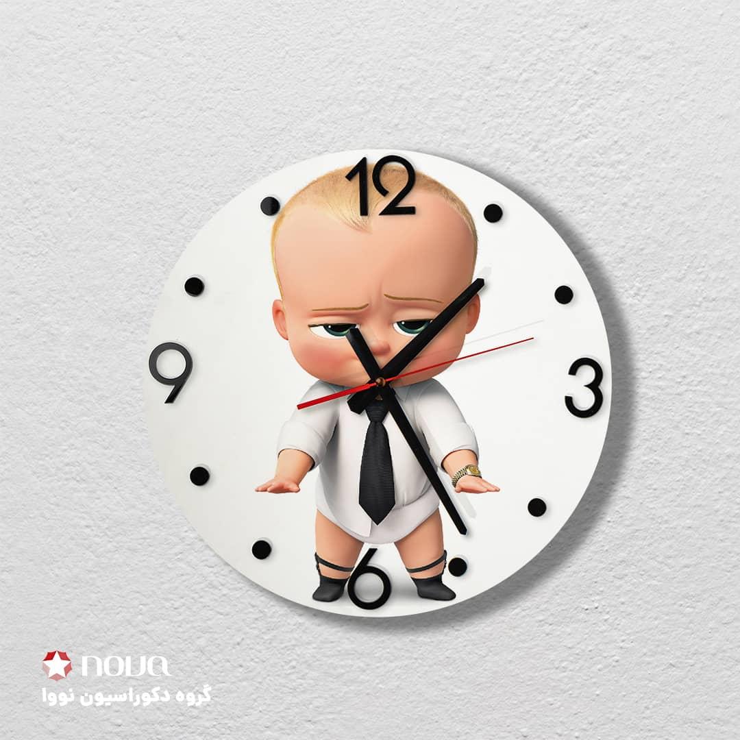 عکس محصول ساعت دیواری مدرن کودک قطر 40 طرح بچه رئیس کد CLK-22